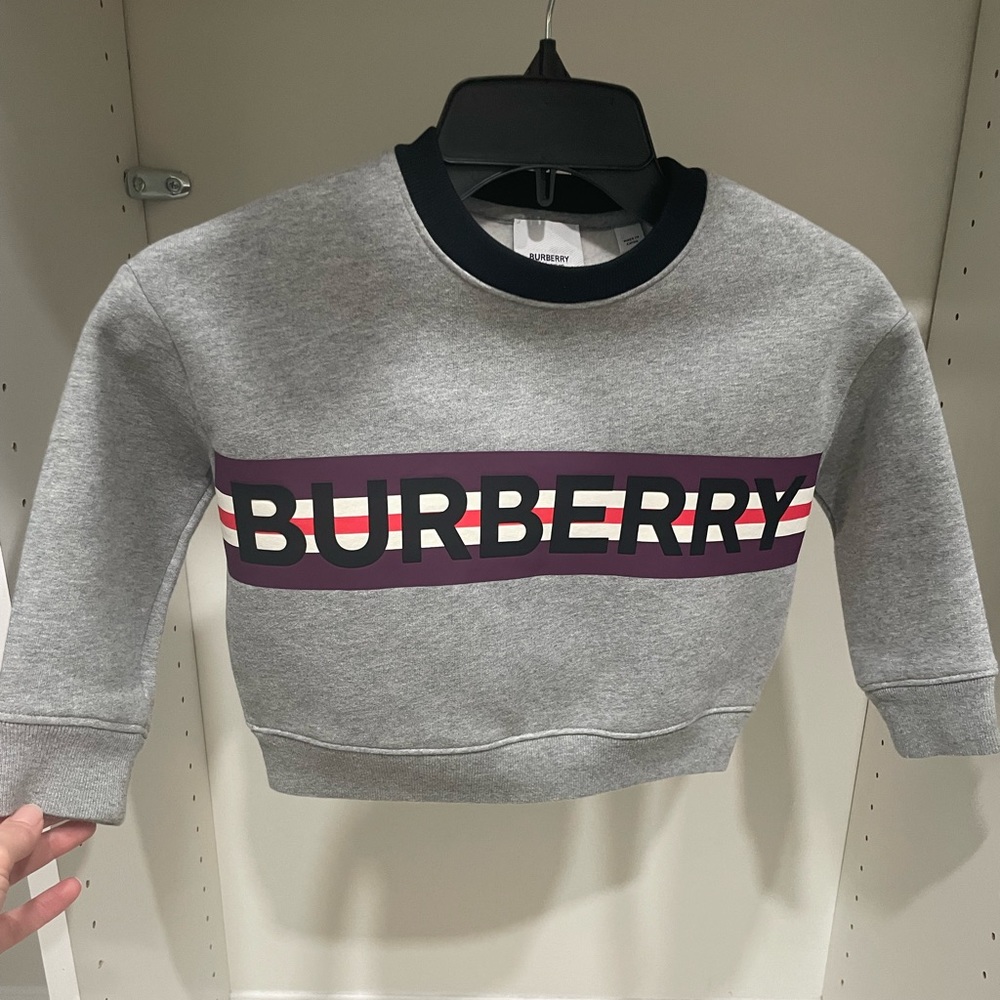 COPY - Burberry long sleeve shirt for boys. Size 4Y, color is gray purple and b…